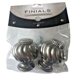 Cambria Premier Twist Ball Finials in Graphite for Drapery Curtain Rods Set of 2